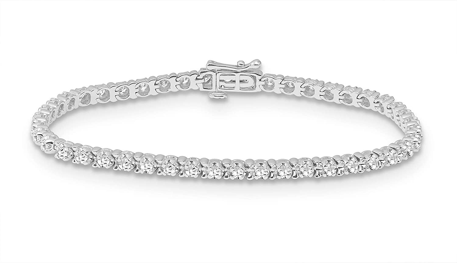14K White Gold 2 Carat Round Diamond Tennis Bracelet 7inch